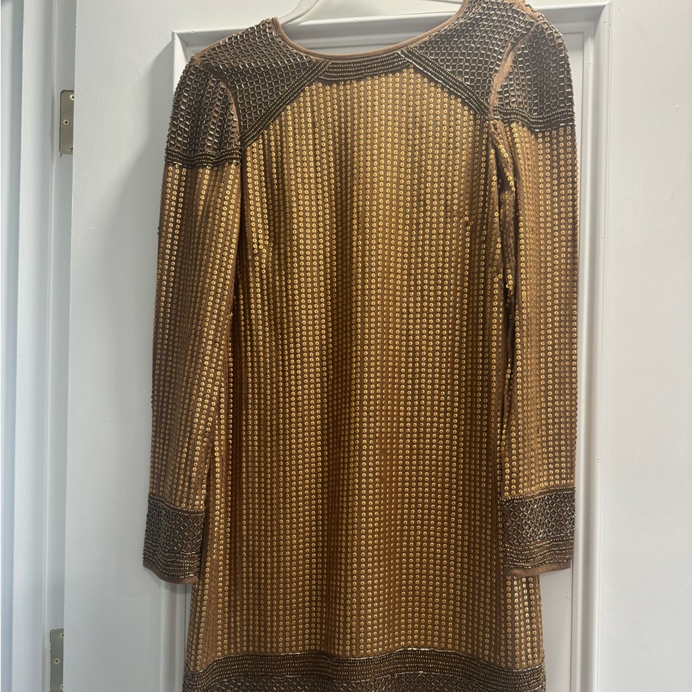 H&M Gold and Black Long Sleeve Dress